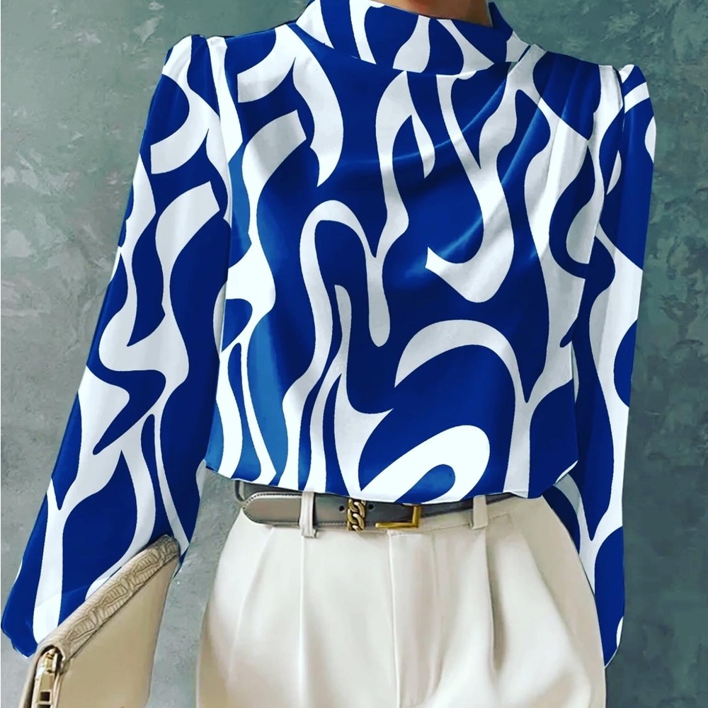 New Abstract Satin blouse